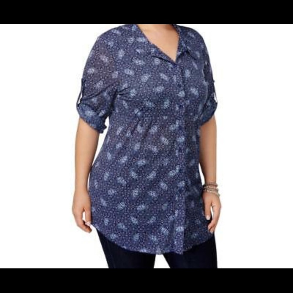 Style & co boho paisley button down tunic L large